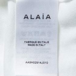 Pre Owned Alaia White Logo Embroidered Cotton T-Shirt S