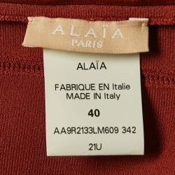 Alaia Rust Brown Patterned Jersey Sleeveless Midi Dress M