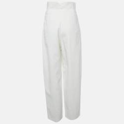 Pre Owned Alaia White Cotton High Waist Pants M