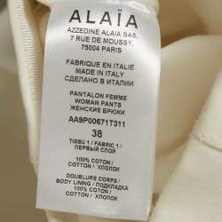 Pre Owned Alaia White Cotton High Waist Pants M