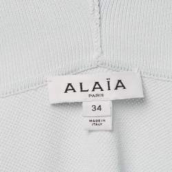 Pre Owned Alaia Light Blue Jersey Hooded Top S