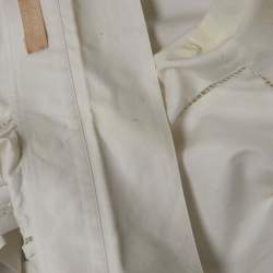 Pre Owned Alaia White Cotton Tiered Midi Shirt Dress M