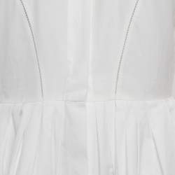 Pre Owned Alaia White Cotton Tiered Midi Shirt Dress M