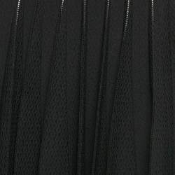 Pre Owned Alaia Black Textured Stretch Knit Scallop Short Dress S