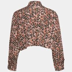 Alaia Pink Abstract Print Silk Cropped Shirt M