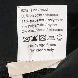 Pre Owned Alaia Black Wool Blend Knit Scallop Cut-Out Hem Cropped Cardigan L