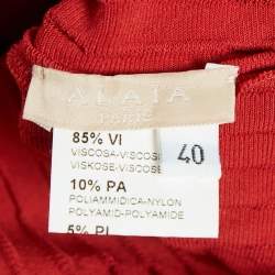 Alaia Red Patterned Jersey Sleeveless Mini Dress L