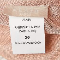 Alaia White Patterned Knit Long Skirt S