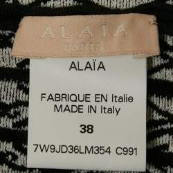 Alaia Black/White Jacquard Wool Blend Knit Maxi Skirt M