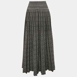 Alaia Black/White Jacquard Wool Blend Knit Maxi Skirt M