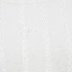 Pre Owned Alaia White Textured Knit Fray Detail Top M