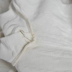 Pre Owned Alaia White Textured Knit Fray Detail Top M