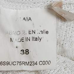 Pre Owned Alaia White Textured Knit Fray Detail Top M