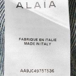 Alaia Blue Washed Denim Zip-Up Midi Skirt M