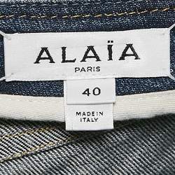 Alaia Blue Washed Denim Zip-Up Midi Skirt M