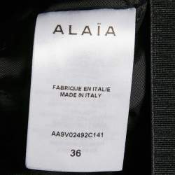 Alaia Black Leather Cropped Zip-Up Biker Jacket S