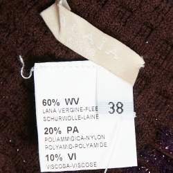 Pre Owned Alaia Brown Lurex-Wool Blend Patterned Knit Sleeveless Short Dress M