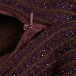 Pre Owned Alaia Brown Lurex-Wool Blend Patterned Knit Sleeveless Short Dress M