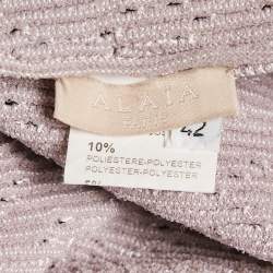 Pre Owned Alaia Light Purple Patterned Knit Sleeveless Short Dress L