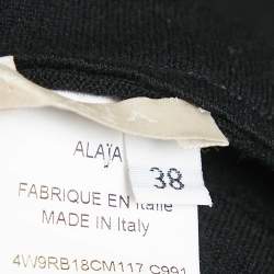 Alaia Black Stripe Detail Wool Blend Knit Fit and Flare Mini Dress M