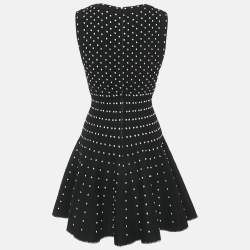 مملوكة مسبقًا Alaia Black Dotted Lurex Knit Flared Mini Dress S