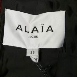 Alaia Red/Black Tiger Jacquard Textured Wool Short Coat M