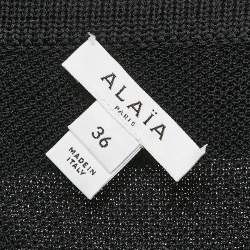 Pre Owned Alaia Black Pique Sleeveless Bodysuit S