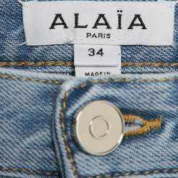 Pre Owned Alaia Blue Round Denim High Waist Jeans S Waist 24"