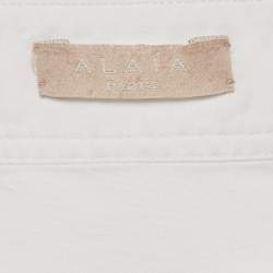Pre Owned Alaia White Cotton Long Sleeve Crop Shirt M