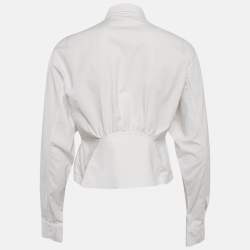 Pre Owned Alaia White Cotton Long Sleeve Crop Shirt M