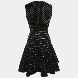 Alaia Black Lurex Dotted Knit Sleeveless Flared Mini Dress M