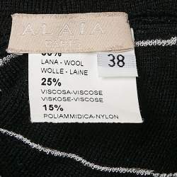 Alaia Black Lurex Dotted Knit Sleeveless Flared Mini Dress M
