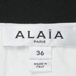 Alaia White Sangallo Cotton and Leather Trim Belted Skirt S