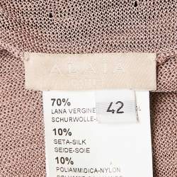 Pre Owned Alaia Green Textured Knit Sleeveless Flared Mini Dress with Cardigan L