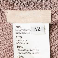 Pre Owned Alaia Green Textured Knit Sleeveless Flared Mini Dress with Cardigan L