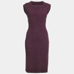 Alaia Burgundy Jacquard Knit Sleeveless L