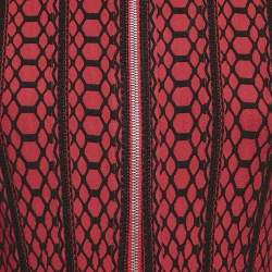 Pre Owned Alaia Red Stripe Textured Knit Sleeveless Short Dress M