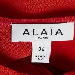 Alaia Red Jersey Sculpting Corset Maxi Dress S