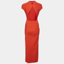 Alaia Red Jersey Sculpting Corset Maxi Dress S