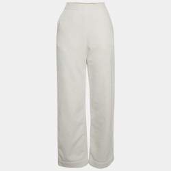 Alaia White Terry Cotton Straight Leg Track Pants S