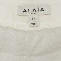Alaia White Terry Cotton Straight Leg Track Pants S