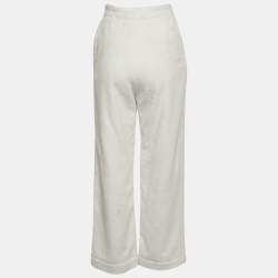 Alaia White Terry Cotton Straight Leg Track Pants S