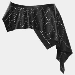 Alaia Black Eyelet Leather Asymmetrical Skirt S