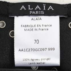 Alaia Black Eyelet Leather Asymmetrical Skirt S