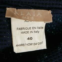 Alaia Navy Blue Lurex Knit Scoop Neck Flared Mini Dress M