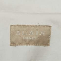 Pre Owned Alaia White Cotton Double Breasted Flared Coat M