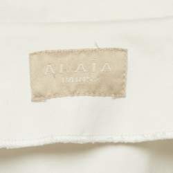 Pre Owned Alaia White Cotton Double Breasted Flared Coat M