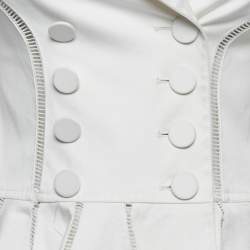 Pre Owned Alaia White Cotton Double Breasted Flared Coat M