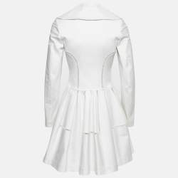 Pre Owned Alaia White Cotton Double Breasted Flared Coat M