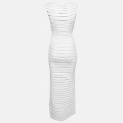 مملوكة مسبقًا Alaia White Jersey Layered Long Bodycon Dress S